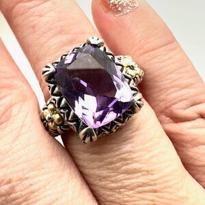 Barbara Bixby Womens Ring Sterling Silver 18K Gold Size 10 Amethyst